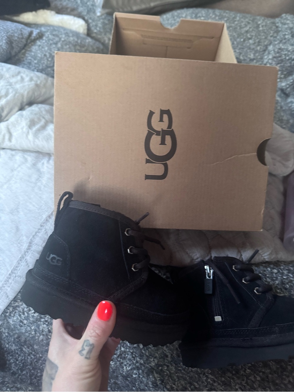 UGG Black suede toddler boots size 7 nwt